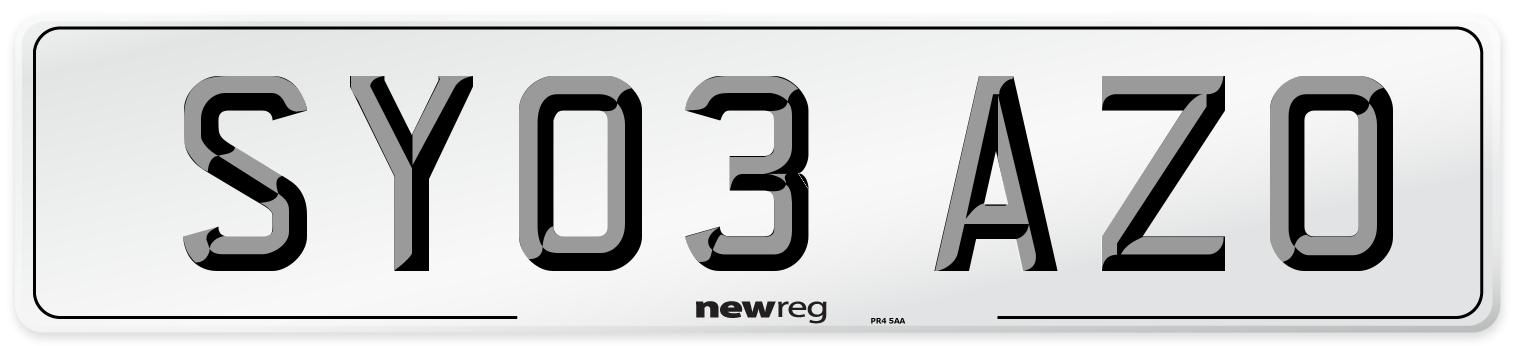 SY03 AZO Number Plate from New Reg